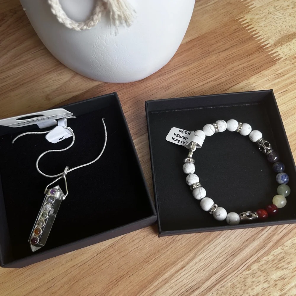 Chakra and Hamsa Multicolor Beaded Bracelet - Picture 4 of 6